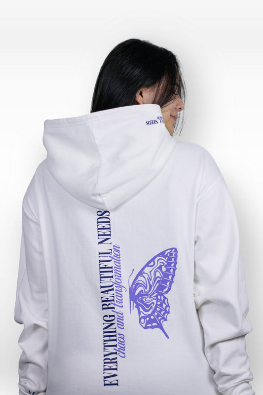 "Metamorphosis" White Hoodie